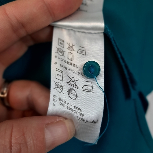 H&M Balloon Sleeve Button Down Long Sleeve Blouse Teal Size‎ 12 Women's - Picture 10 of 10